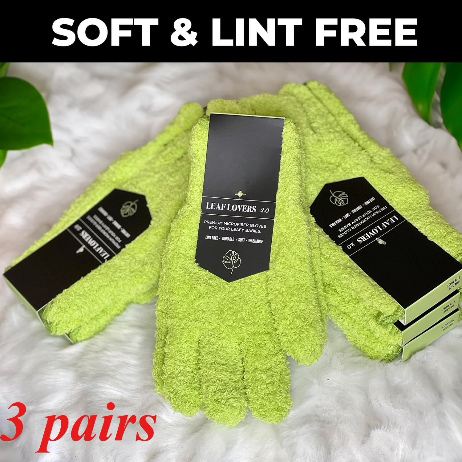TEMU 3 Pairs Gentle Microfiber Plant Care Dusting Gloves - Pet Material,, Non-waterproof, Machine Washable, For Living Room, Bedroom, Bathroom, Kitchen, Car Use