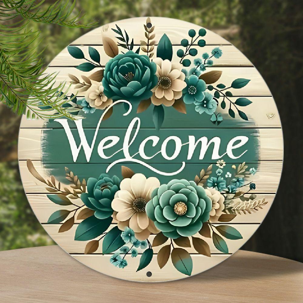 TEMU Decorative Signs & Plaques2d Plane, 1pc Aluminum Welcome Sign With - Rustic Round Wall Decor For Home And Office, No Electricity Required For