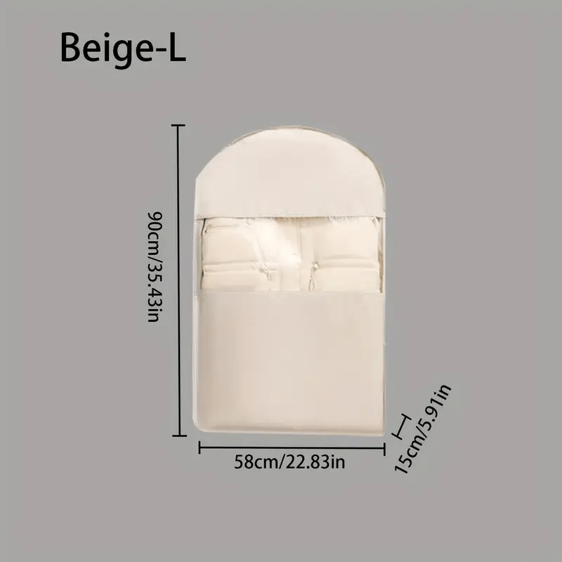 TEMU 1pc Compressible Hanging Garment Bag With Transparent Window- Space-saving Storage For Suits, Jackets And Coats, Ideal For Closet Organisers,