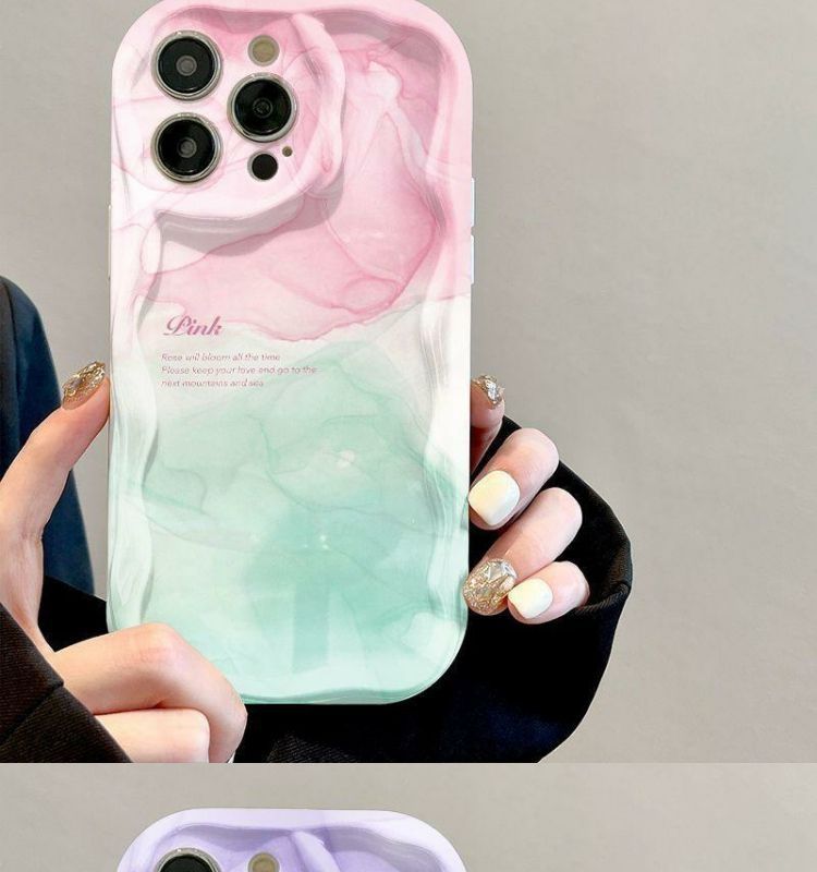 [3599 People Collected]Rendered Pink Green 15 Pro Simple Niche 14/13/12 Phone 12 Personality Xs Full Coverage 8 Plus Soft