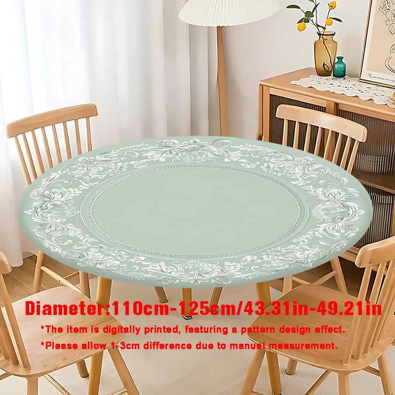 TEMU 1pc Round Tablecloth, Decorative Style Round Scrollwork Frame Style 2d Flat Round Tablecloth, Suitable For Outdoor Parties, Picnics And Camping,