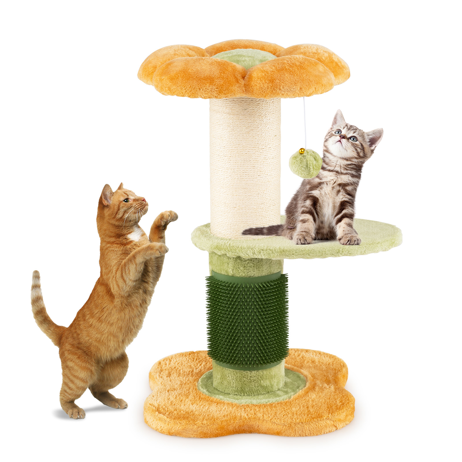 Image of Flower Cat Tree For Indoor Cats, 69cm Tall Small Kitten Tower With Padded Plush Perch, Modern Furniture, Multi-level Cat Climbing Stand