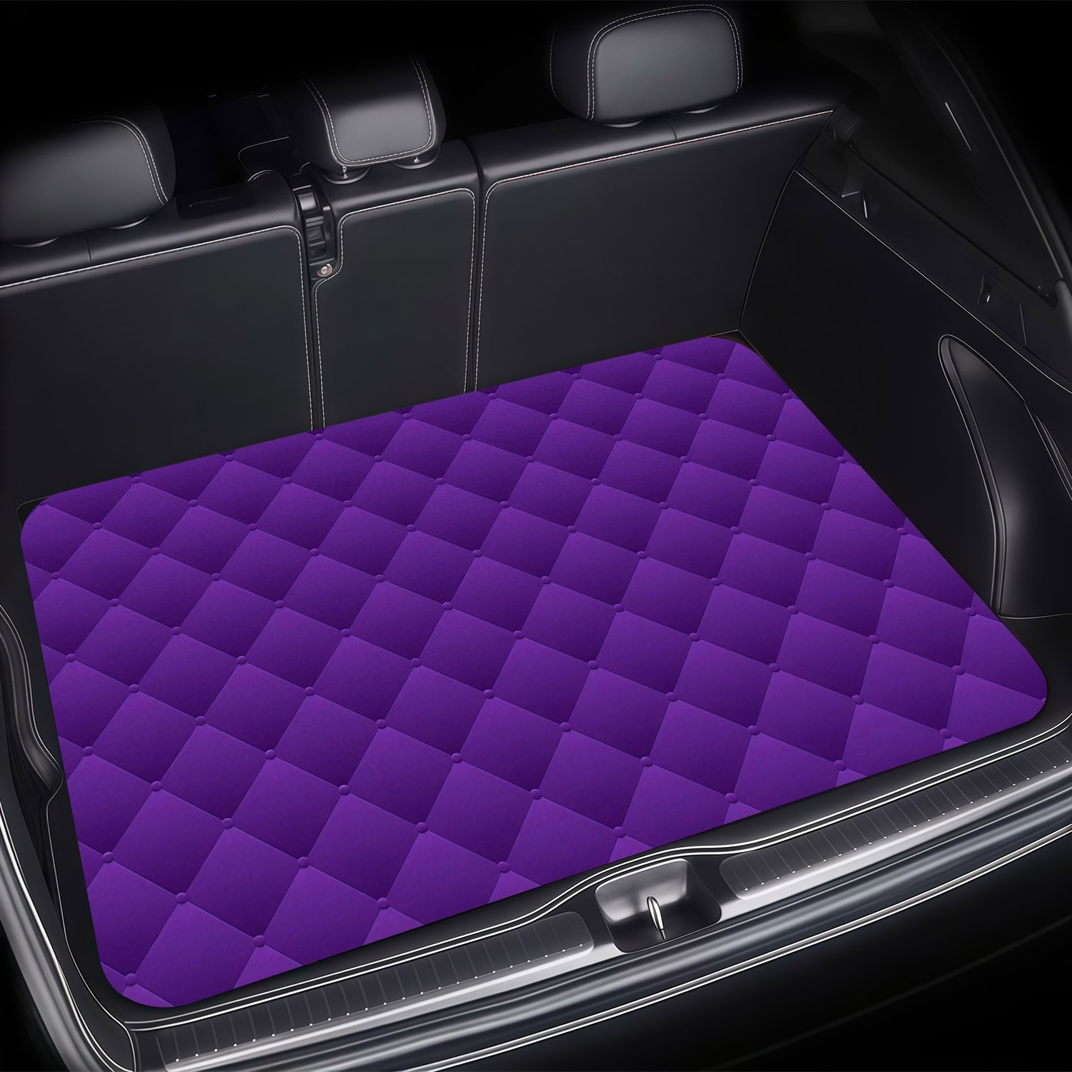 E-shop Kofferraummatte Auto (2D-flat), 1 Stück Lila Steppmuster, Polyestermaterial, 3D-Geprägter Effekt, Universelle Passform für Autos, Langlebig und