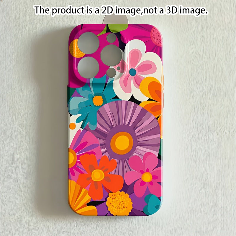 TEMU Phone Case: 2d Flat Design 2d Printing 1pc Phone Case - Fashionable Colorful Vintage Floral Phone Case, Suitable For Iphone