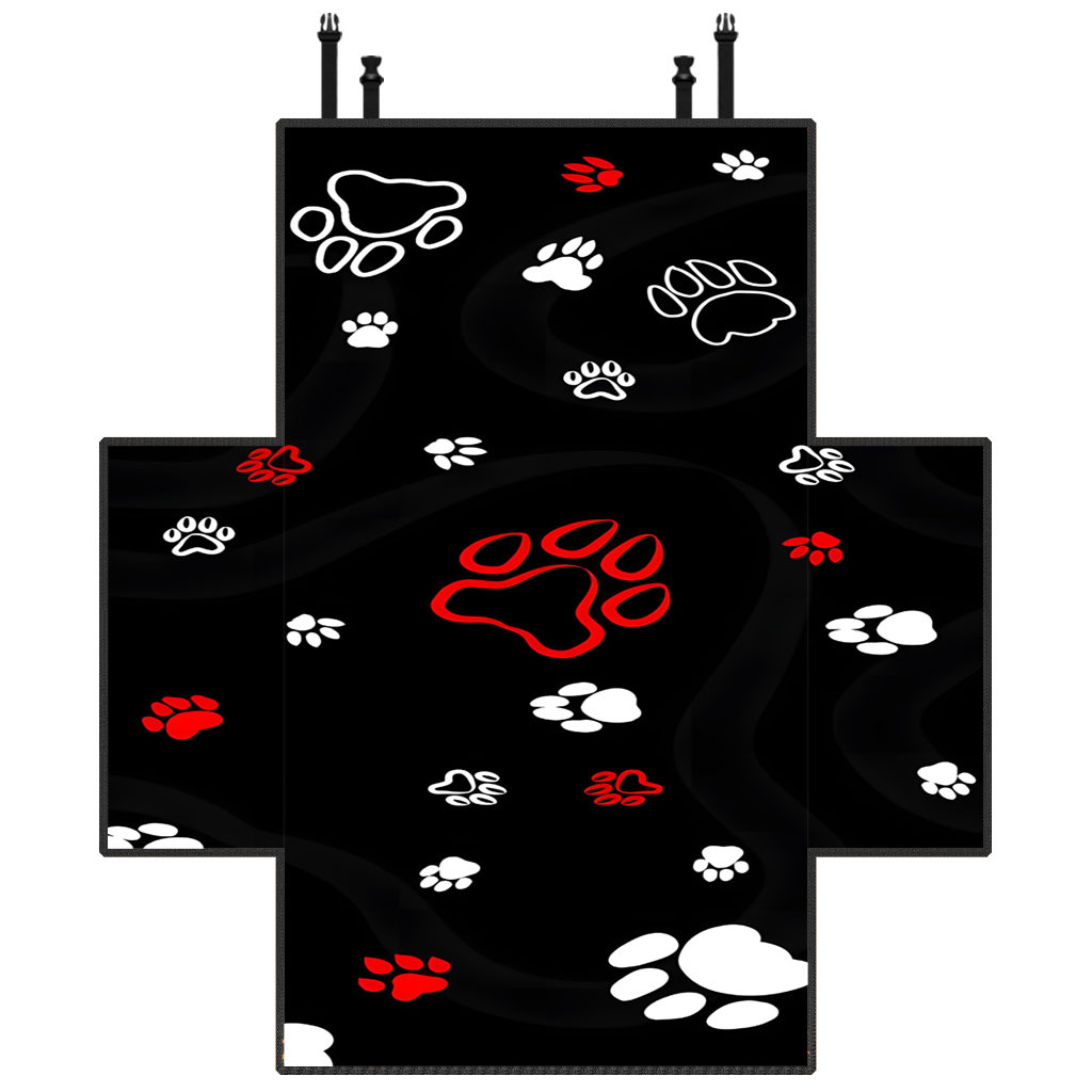 TEMU Tapis de coffre pour animaux de compagnie en tissu Oxford avec de patte de chien, Housse de coffre pour animaux de compagnie, Coussin de siège