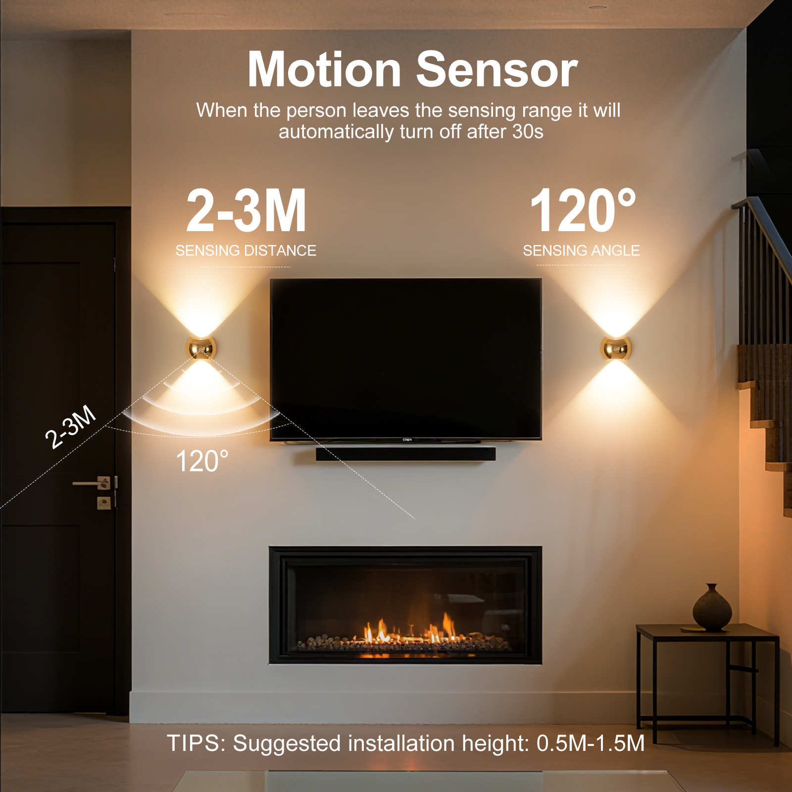 LED Motion Sensor Night Light, USB Rechargeable Wall Lamp