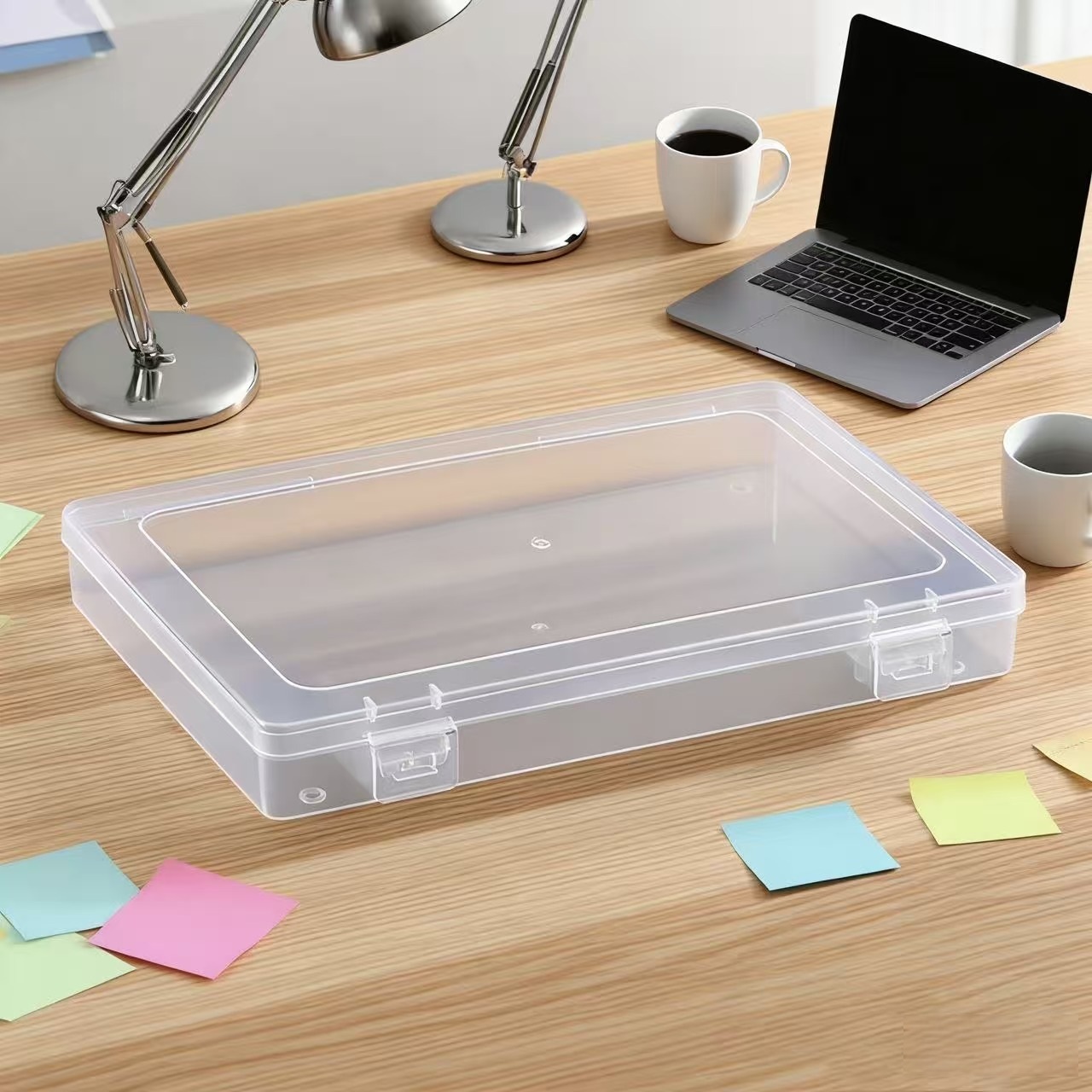 TEMU Clear Plastic File Storage Box Saving Desktop Organizer For Home, Office, And School Supplies | Durable Transparent And Paper Container |