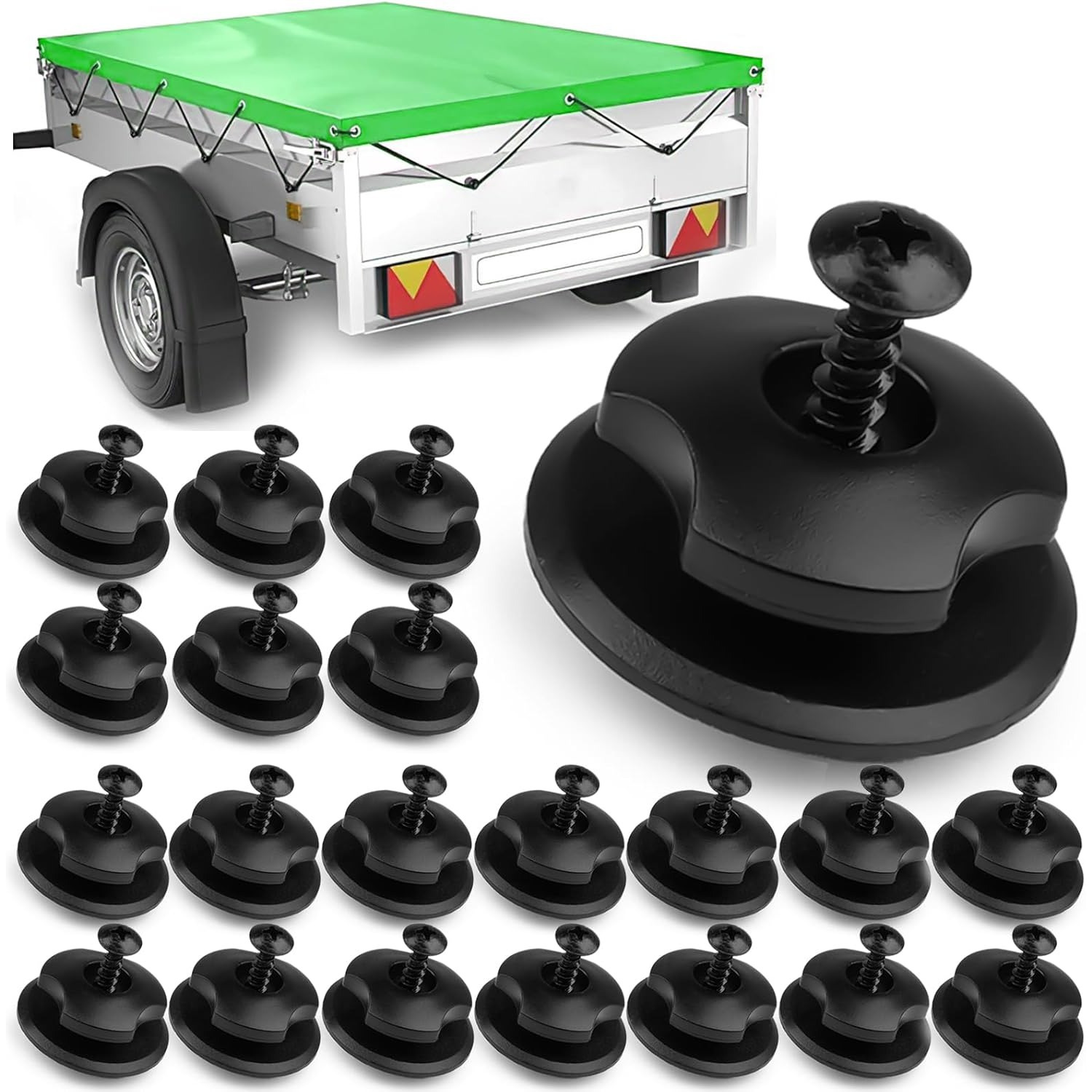 20 Trailer Additions Pack with 20 Screws, 20pcs of Non-Marking Glue, Tarpaulin Attachments with Screws, Sturdy Tarpaulin