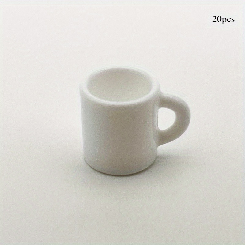 E-shop 20 Stück Mini Weiße Harz Kaffeebecher Charms - Niedliche Anhänger für Schmuck, Ketten, Haarverzierungen & Puppenhaus Dekorationen, Polyester