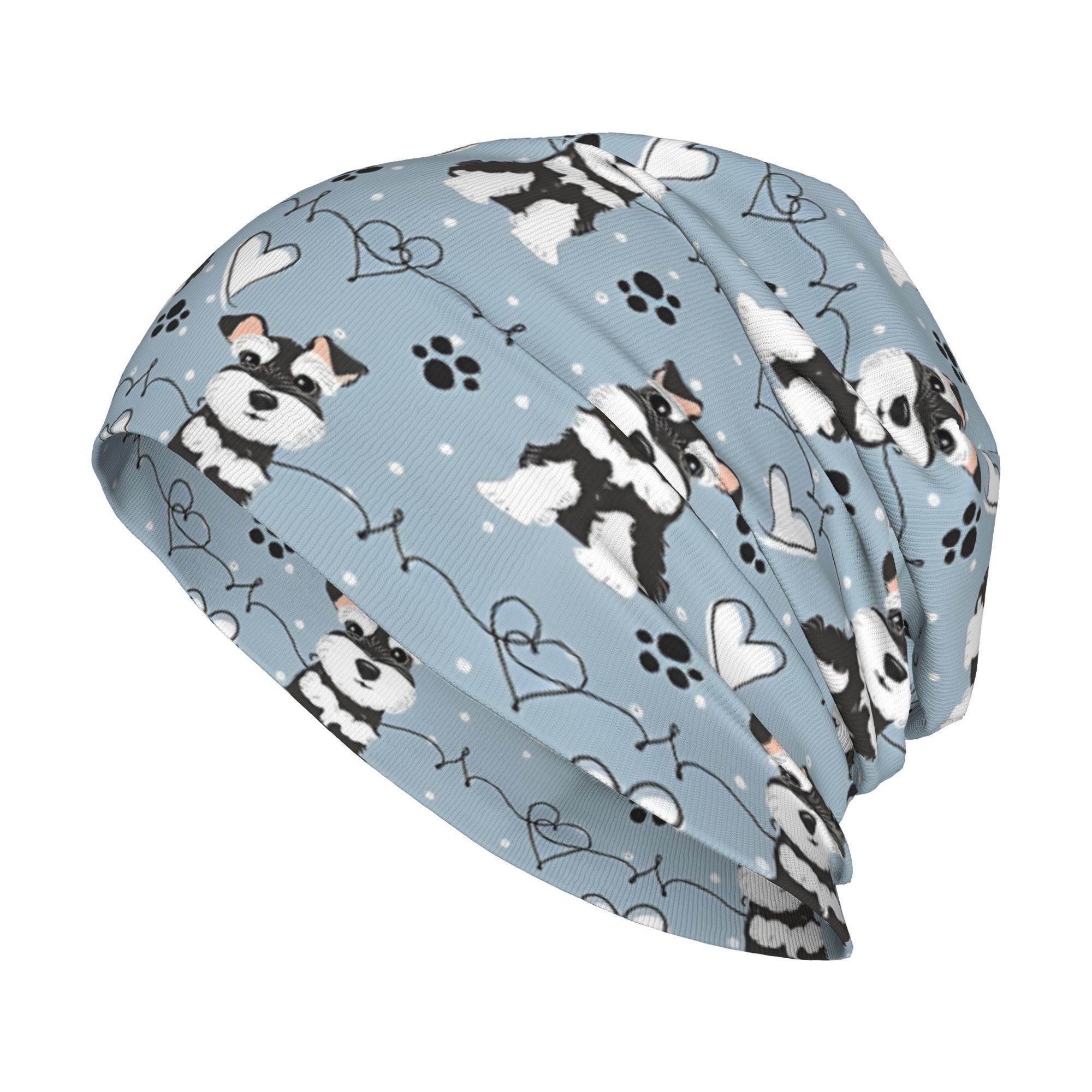 

Miniature Schnauzer Print Beanie - Lightweight Skull Cap For Men And Women, Vintage Style Knit Fabric Hat For Autumn And Spring, Bonnet, Thin