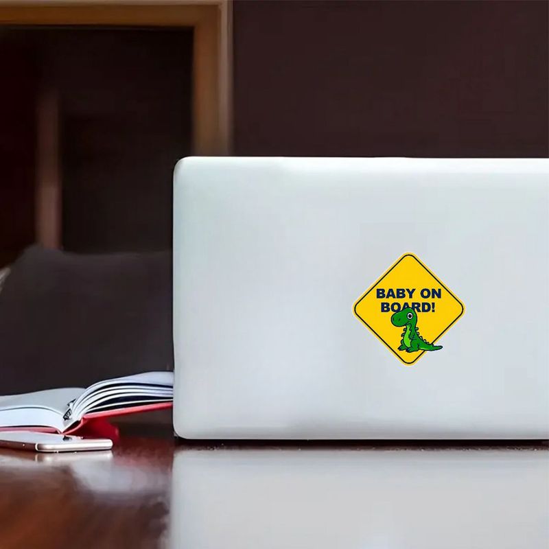 Yellow Diamond-Shaped Car Warning Sticker, Baby on Board
