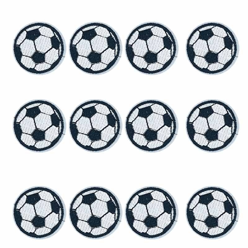 Image of 12pcs Soccer Chenille Iron On Patches, Chenille Appliques, Football Iron On Sew On Decorative Emblem, Round Chenille Patches For Clothes Jeans Jackets Hats Bags Diy Sewing Craft Decoration