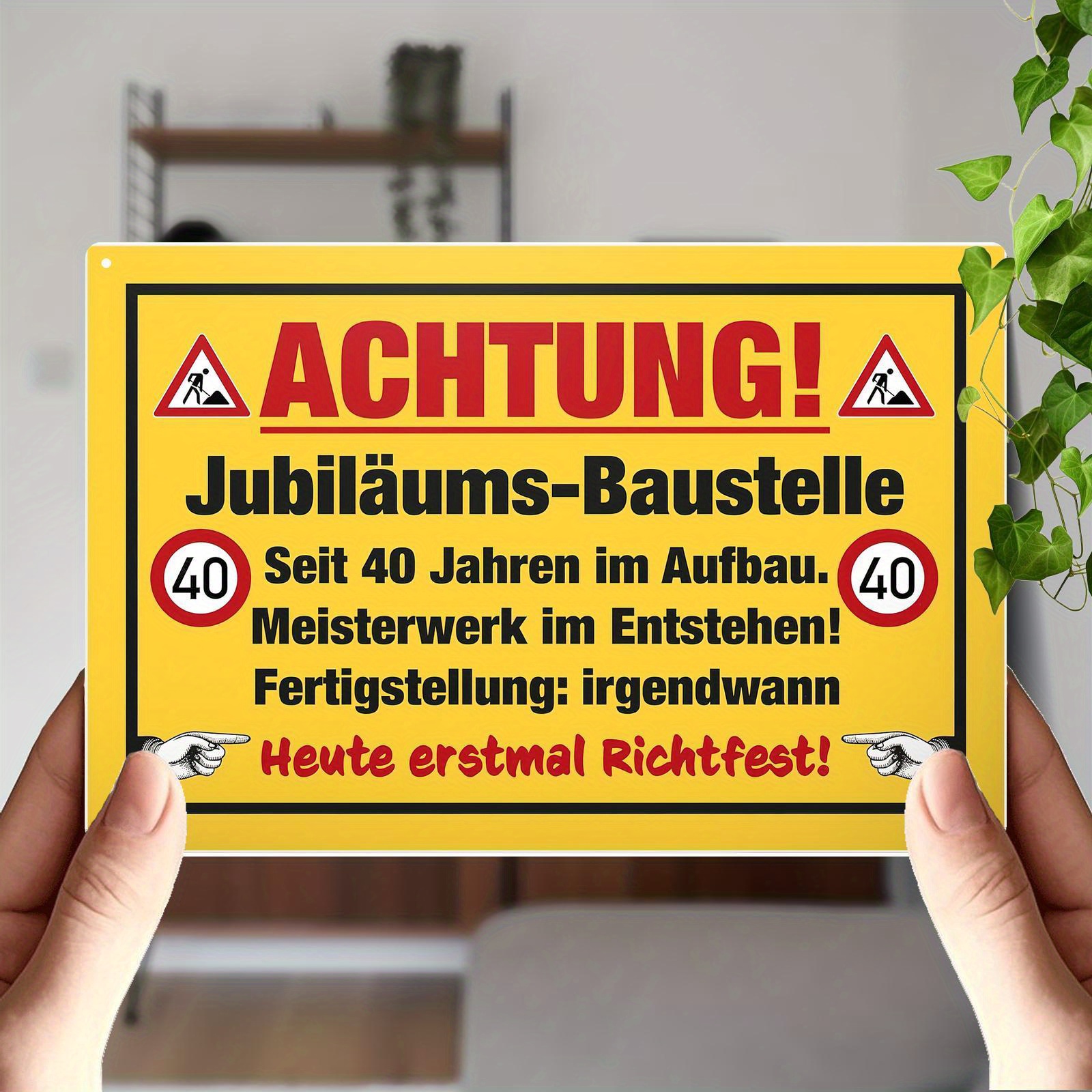 E-shop 2D Flach, Vintage Deutscher Text Aluminium Metallschild - 8x12 Zoll (20x30 cm) Deutschsprachige Wandplakette für Zuhause, Büro & Bar Deko -