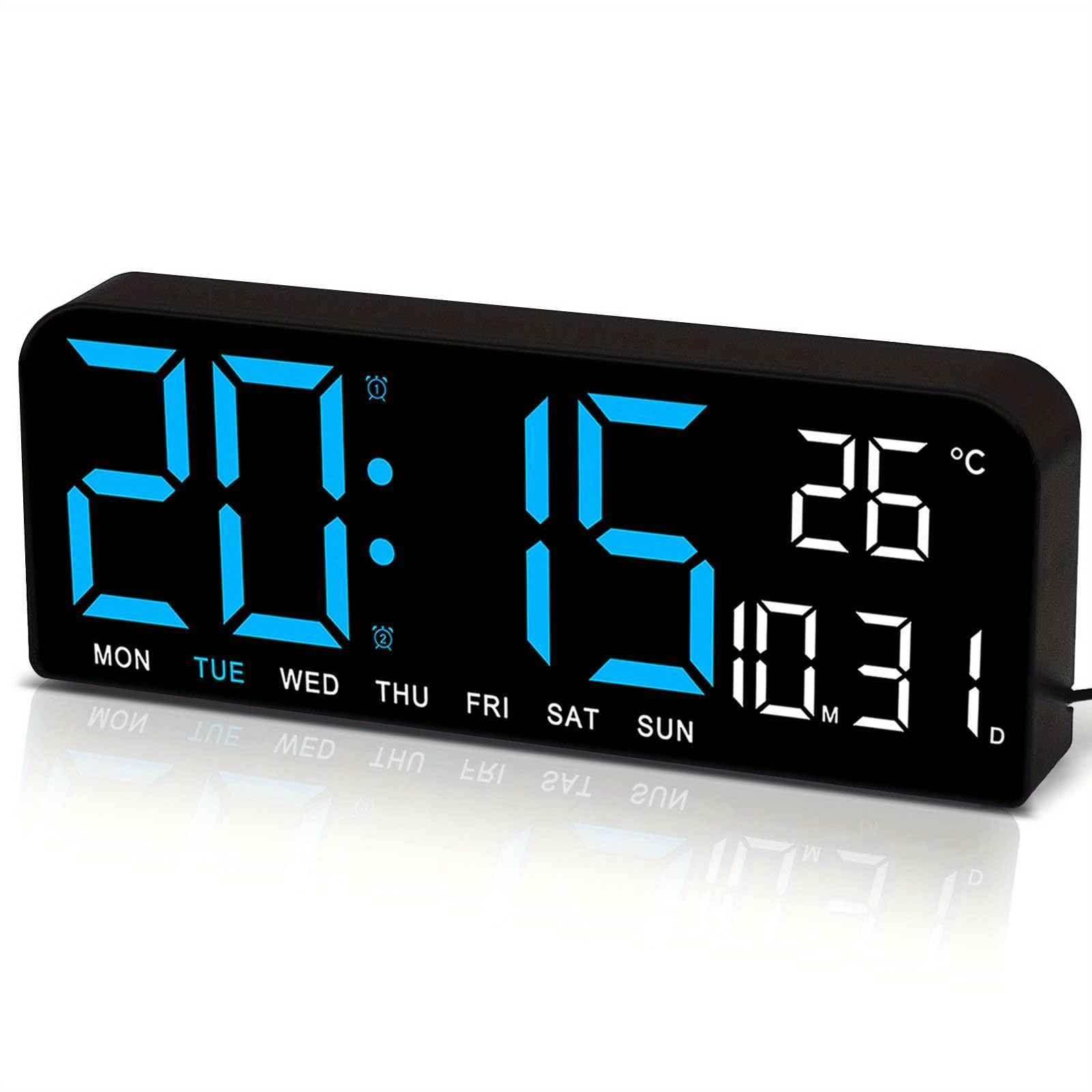 TEMU Large Screen Led Alarm Clock - Displays , Temperature, Humidity, And Timer; Perfect For Bedrooms, Living Rooms, And Offices With A Contemporary,