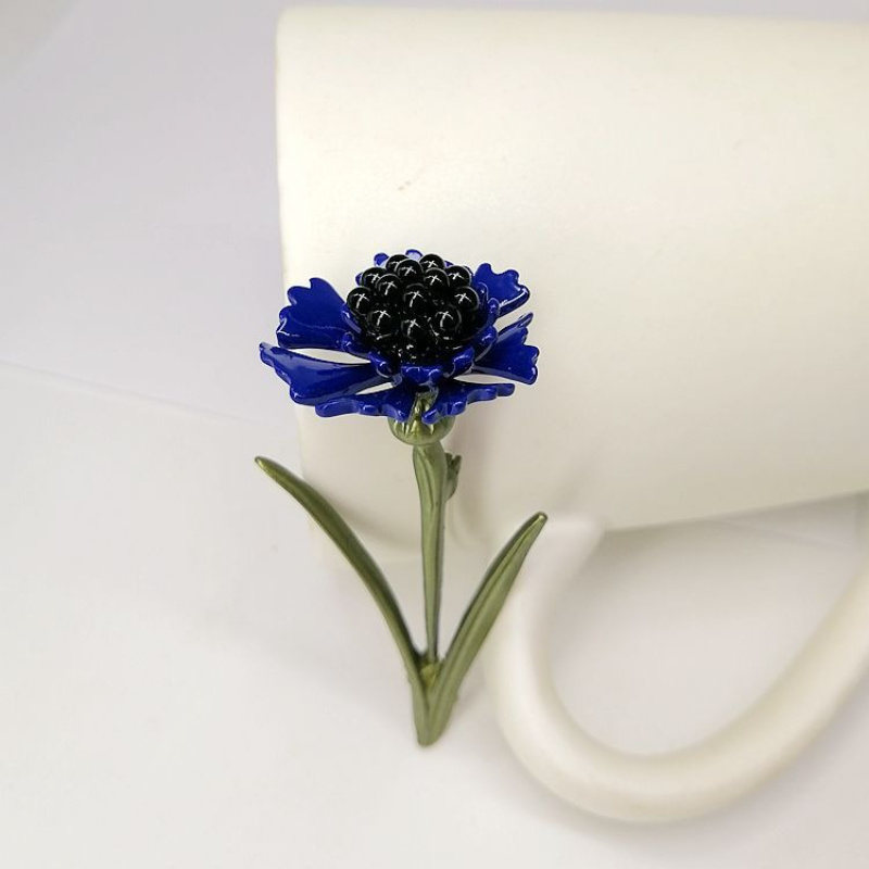 Image of Elegant Blue Brooch - Enamel Matte Metal Pin, Fashion Brooch For Women, Ideal For Wear