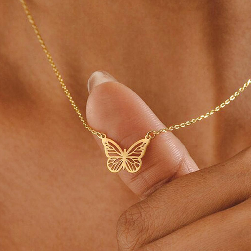 A Minimalist Hollow Butterfly Pendant a Stylish Necklace for Women Featuring a Unique Short Clavicle Chain That Embodies Light Luxury Making It a Perfect Gift