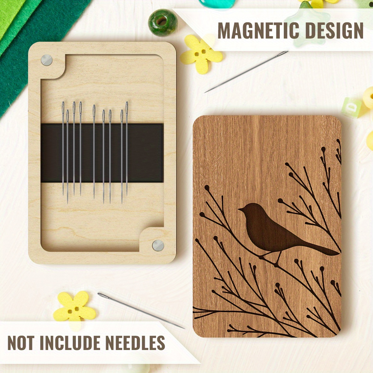 TEMU A Sewing Supplies Storage Box With A Bird-shaped Needle Holder, Magnetic Needle Case, Sewing Needle Box, Magnetic Needle Holder, A Sewing