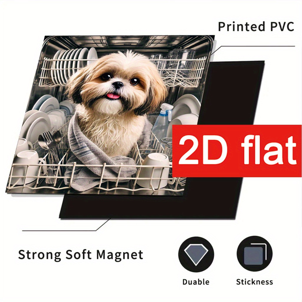 TEMU 1 Stück 2D Flache Magnetische Spülmaschinen- & Kühlschranktürabdeckung - Kratzfeste, wiederverwendbare Klebefolie für kompakte Räume, 23x25,5