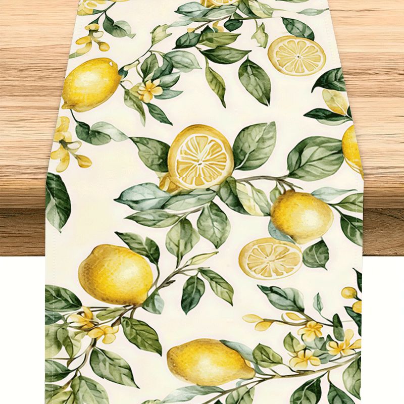 TEMU 1pc Table Runner, Lemon Floral Print 2d Printed Table Runner, Suitable For Kitchen Table Decoration, Indoor Outdoor Party Use, Sizes : 13 X ,