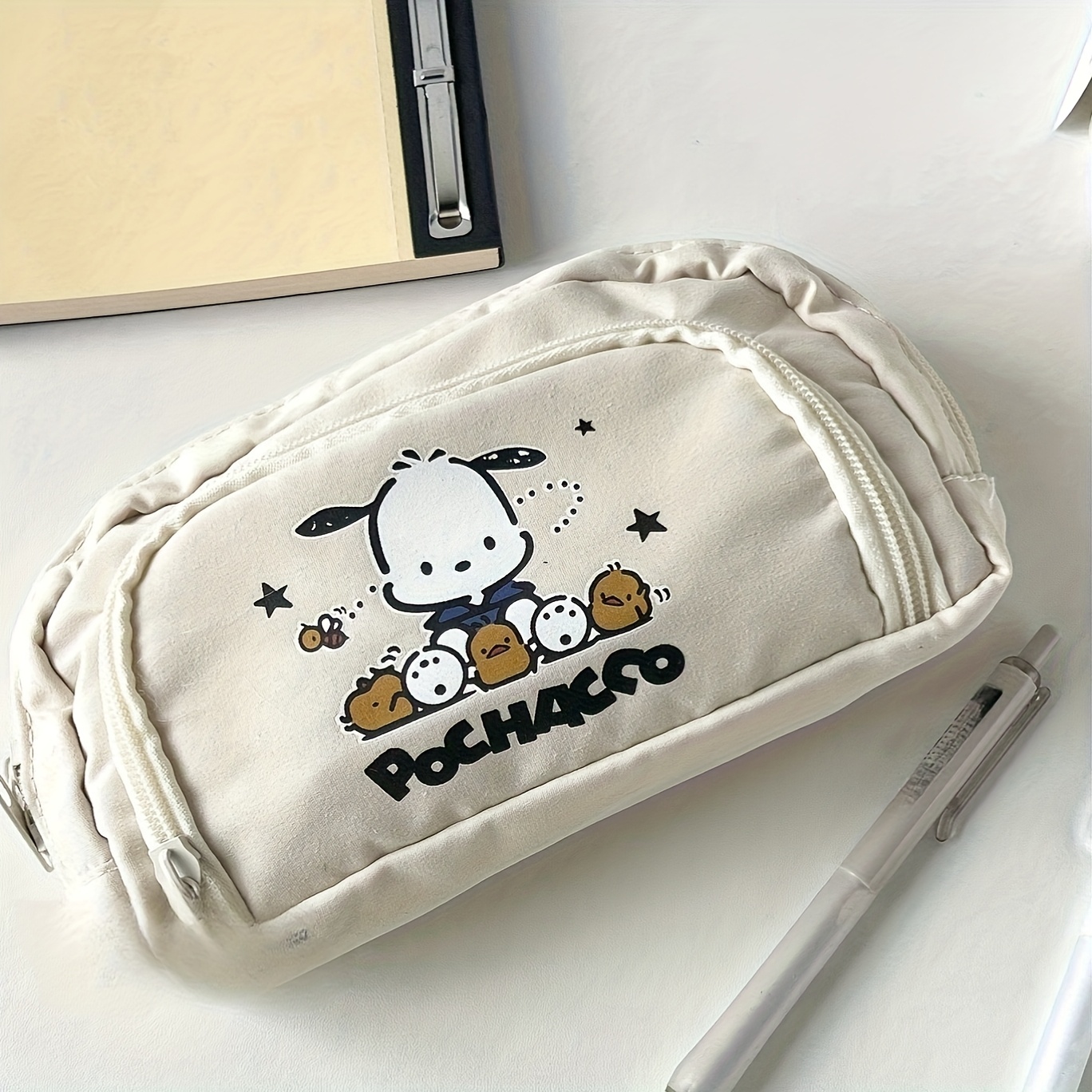 Image of Large Capacity Layered Pencil Case Suitable For School & Office - Lid Canine-themed Pencil Holder With Layers, Adorable For School Supplies, Desk Storage For