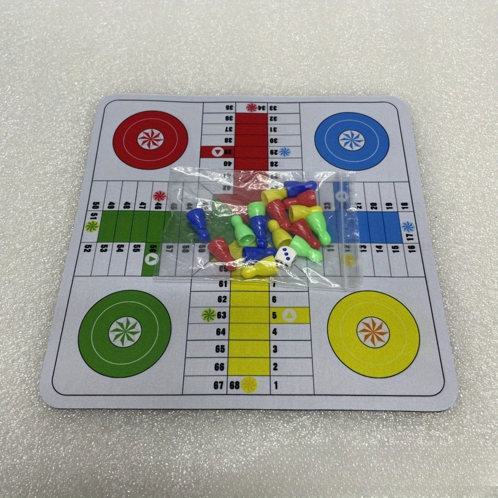 LUDO & Parcheesi Game Mat - Dual-Purpose Rubber Board (9.45