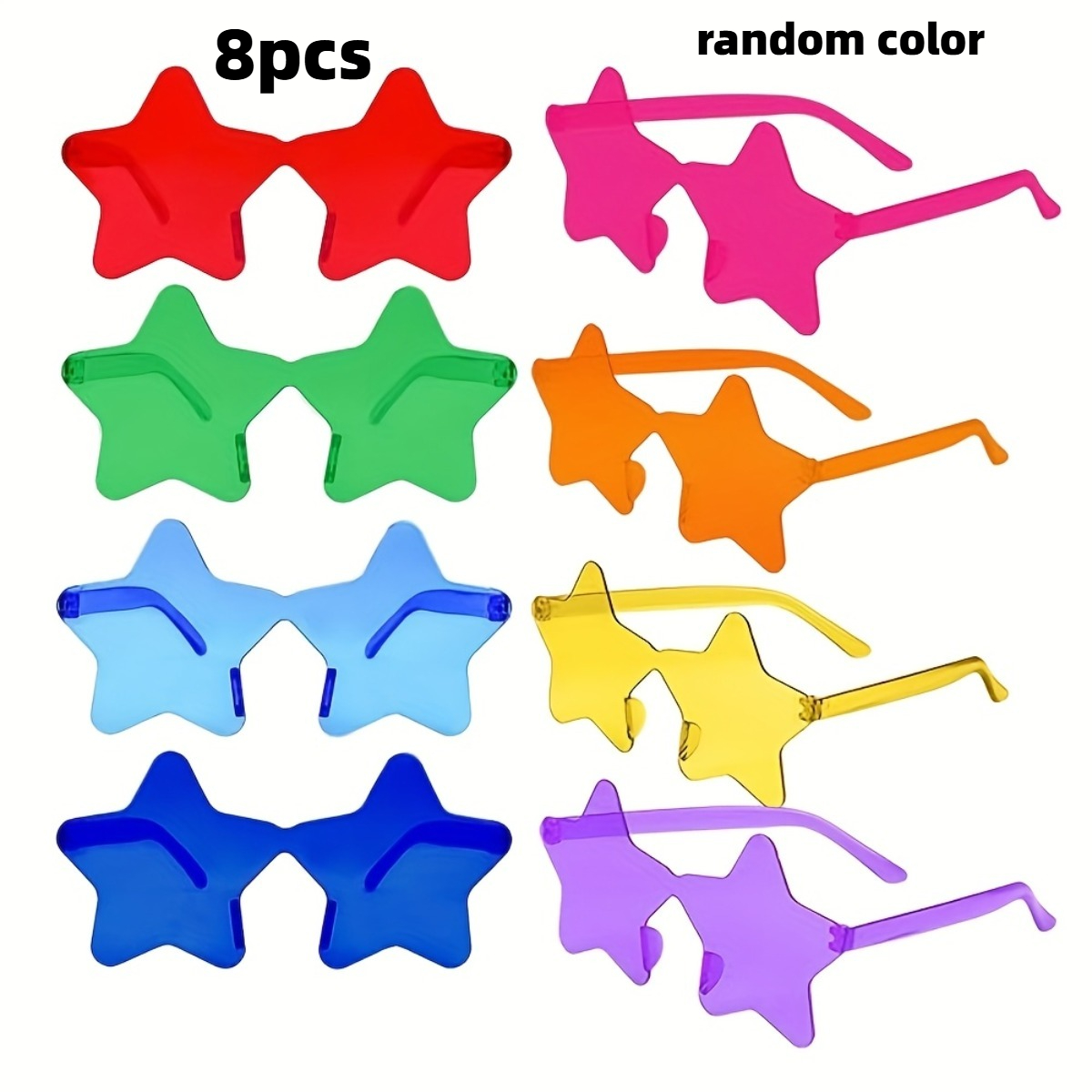 TEMU 8 Pairs Rimless Star Shape Glasses Transparent Glasses Bulk For Party Decor Favor Random Color
