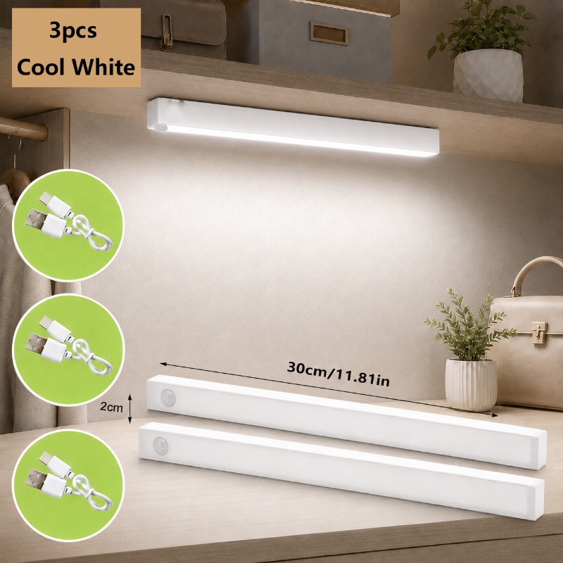 3pcs Smart Motion Sensor LED Under Cabinet Light Set