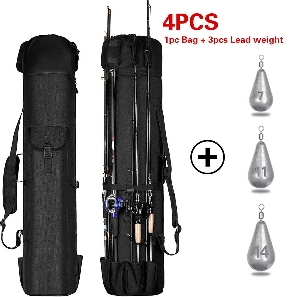 TEMU 4pcs/set Outdoor Fishing Rod Storage Bag. Portable Outdoor Large-capacity Backpack That . Foldable And Durable Oxford Fabric Material. Suitable