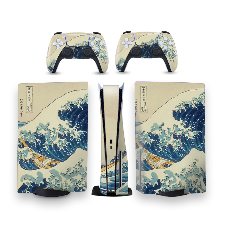 TEMU Adesivo in con stampa vintage per PS5 con disco, set completo per console e due controller, antigraffio, rimovibile senza residui, decalcomania