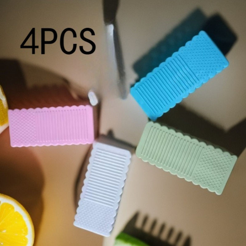TEMU 4pcs Random Color Door Stoppers - No-drill, Windproof, Noise Reduction & Wall Protection Door Wedge For Safety