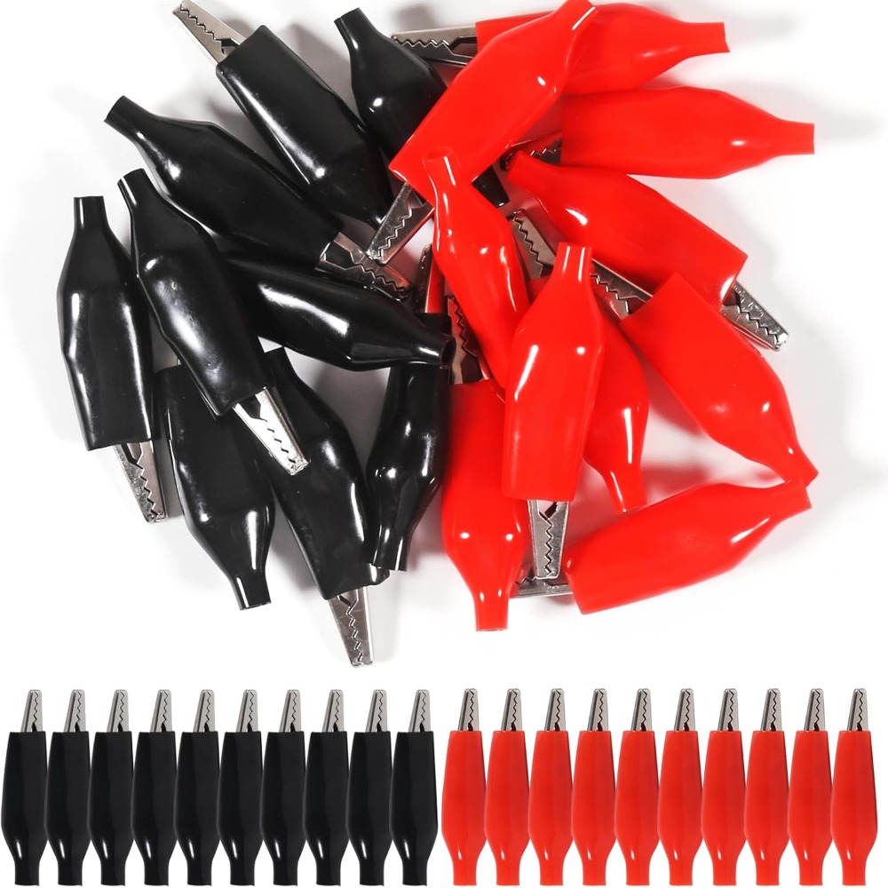 TEMU 40 pezzi di pinze a coccodrillo rosse e nere, clip a coccodrillo, clip di test elettrici che distinguono i positivi e negativi per prevenire