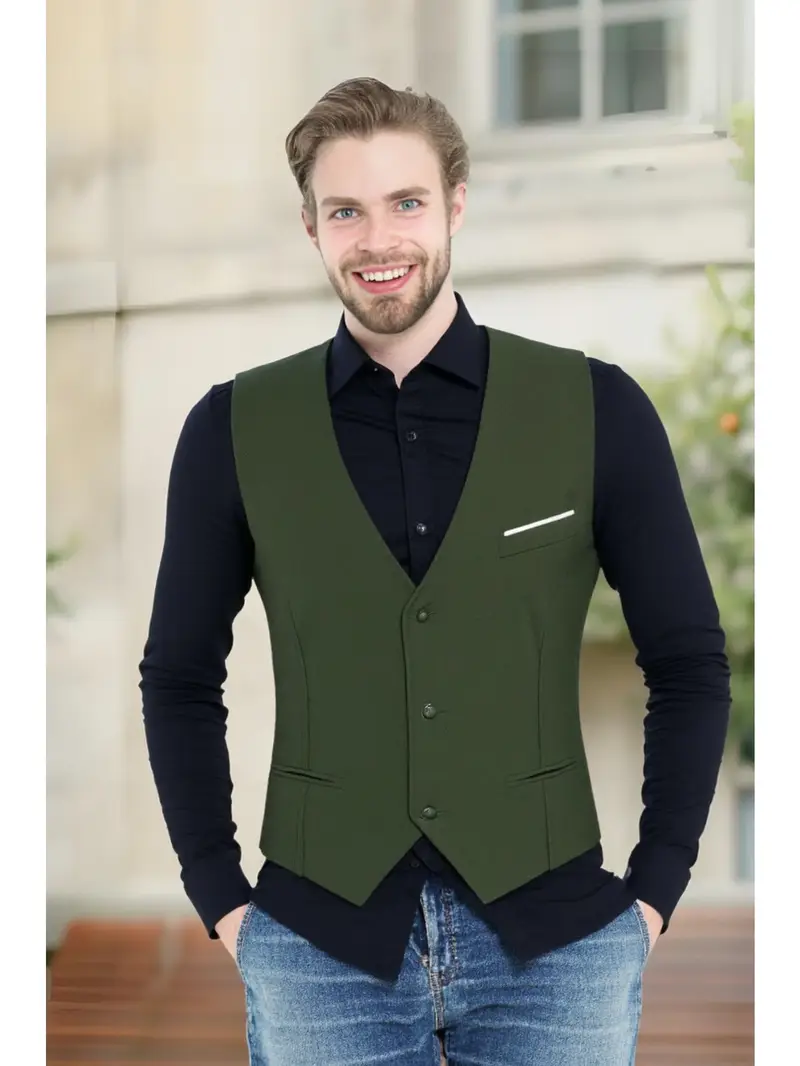 casual dress vests for men Barry. Wang Orange Suit V-Neck Vest Formal Tuxedo, 2XL 69cm/27.17 Size. Mens Suit Cheap Dress Vests