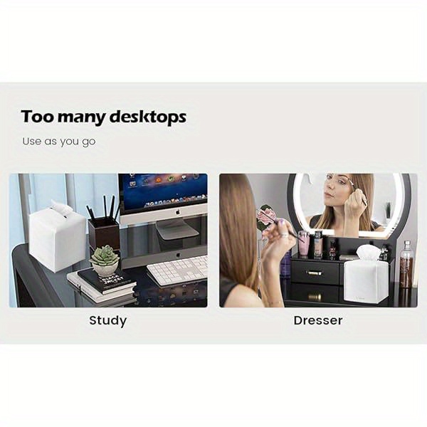 2-pack modern pu leather tissue box holder with high quality & dustproof design - beige square storage cover with golden-tone hardware, foldable & easy-clean for bathroom, office, car, nightstand, outdoor - fits   boxes, decorative organizer (compatible with standard tissues) - ideal for home, camping, or travel - durable & stylish pu leather construction - double beige color scheme Product details 2
