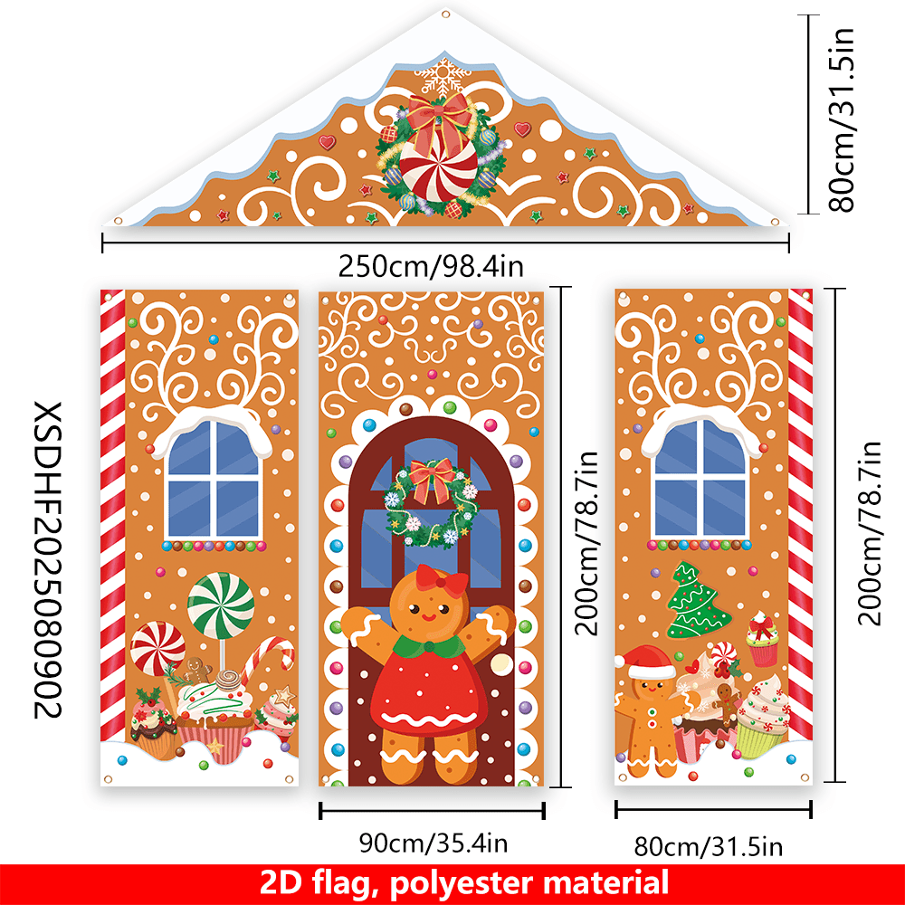 TEMU Bannière 2D Plate, 2D Plate - 2D Plate, 2D Plate - Bannière de Drapeau 2D, 4 pièces, Bannière de Décoration de Porche de Fête de Noël,