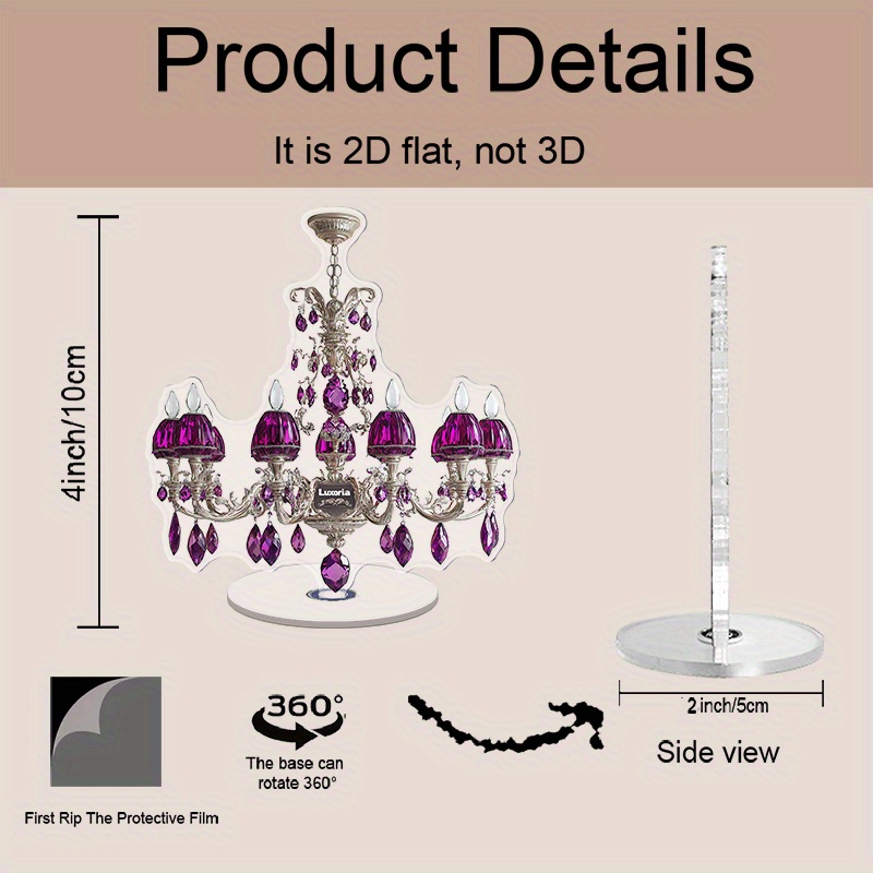 2d flat 1pc acrylic crystal chandelier decorative piece 2d flat rotating with amethyst   elegant event and celebration ornament for   room bedroom no electricity needed festive home decor elegant chandelier design acrylic construction chandeliers for ceiling details 1