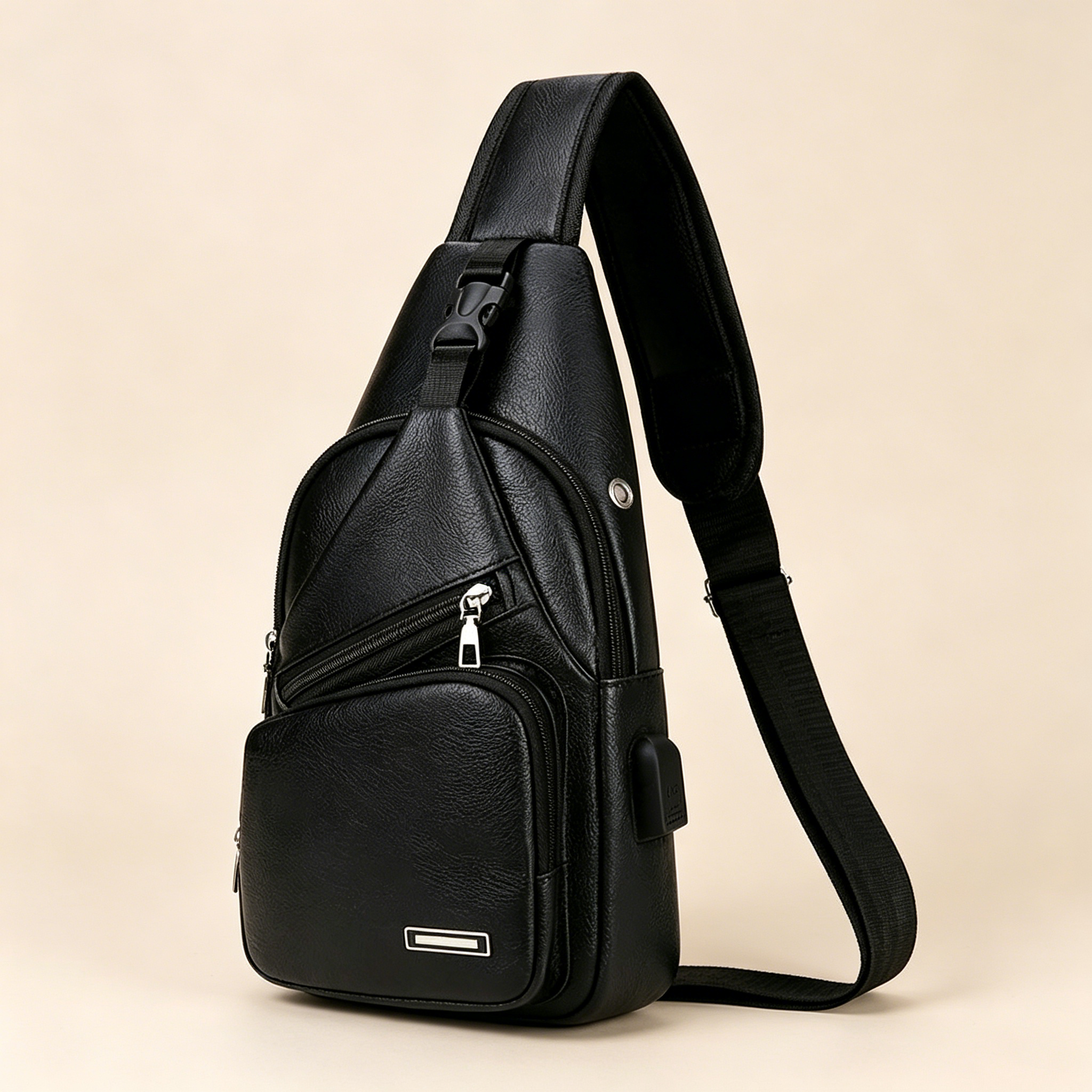 Sac Bandoulière Homme Rétro — Multi-Compartiments Cuir Sac de poitrine rétro décontracté multifonctionnel pour homme, grande capacité et plusieurs compartiments, convient pour les trajets quotidiens et les voyages, fermeture à glissière, design aux couleurs contrastées, sac bandoulière, sac de loisirs en plein air, choix idéal pour un cadeau