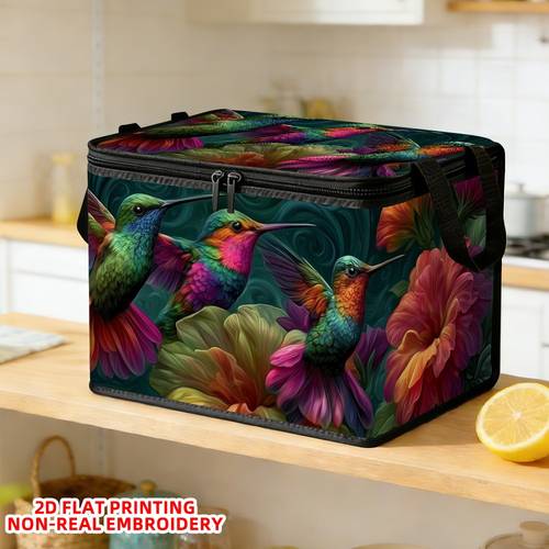 2d flat 1pc colorful hummingbirds and flowers shelf baskets lidded storage bins hamper for elderly bedroom suitable for elderly bedroom bathroom laundry room easy handling clothing storage basket