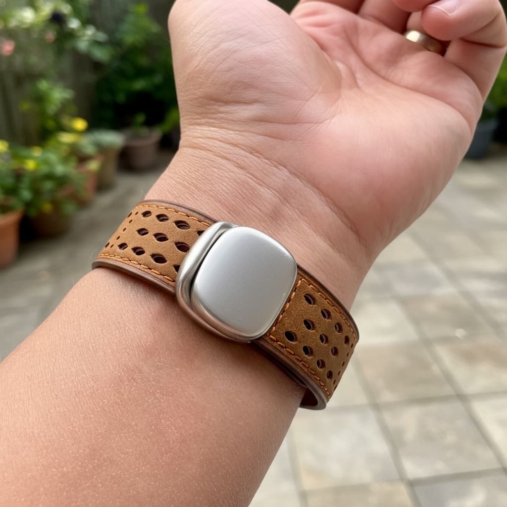 Men'S Genuine Leather for apple Watch Band | Rugged European And American High-End Crazy Horse Leather With Magnetic Clasp | Retro Breathable Hole Design | Compatible With Titanium 316 Stainless Steel | Fits for apple Watch Series 10, 11, 9, 8, 7