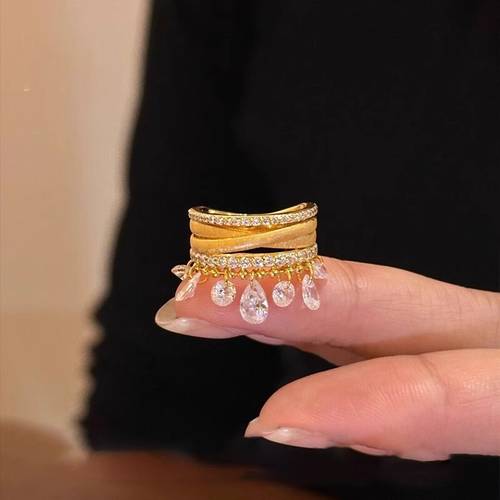 1pc womens fashion ring elegant luxury drop tassel ring low allergy with exquisite gift box packaging christmas halloween valentines day gift for girlfriend party banquet gift for best friend