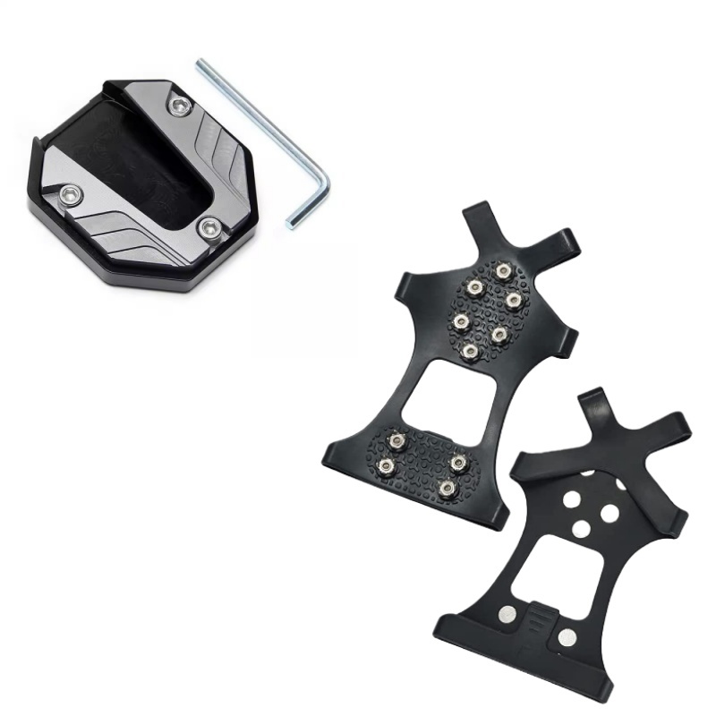 E-shop 1 Satz Aluminiumlegierung Motorrad Fußrasten -Rutsch-Pads, Universelle Verlängerte Fußrasten + -Rutsch-Schuhketten für Schnee Eis, 10-Zahn Gummi