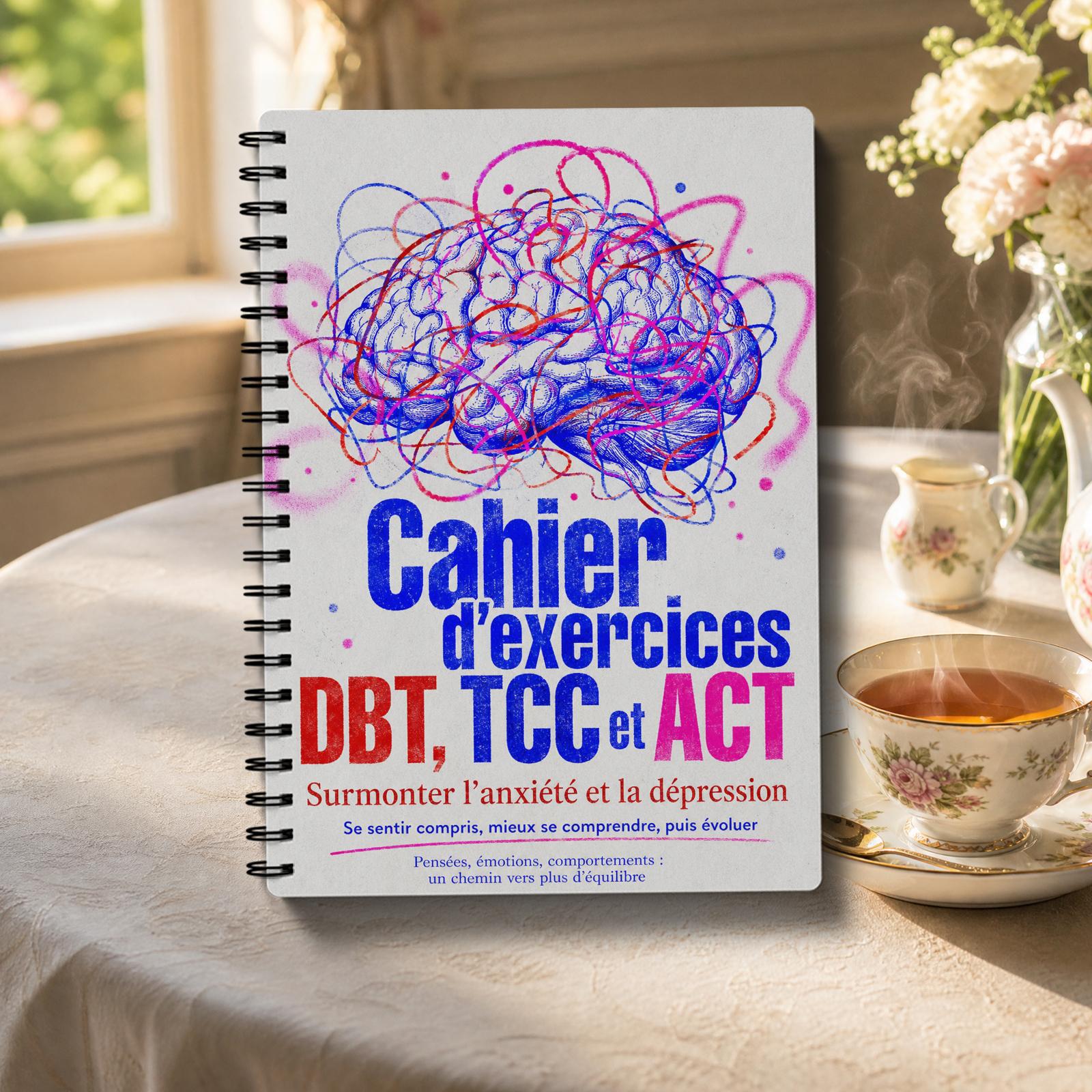TEMU Carnet de travail CBT ACT DBT pour adolescents et adultes, Cahier sur le thème de mentale et de la relaxation, Agenda d'auto-assistance contre