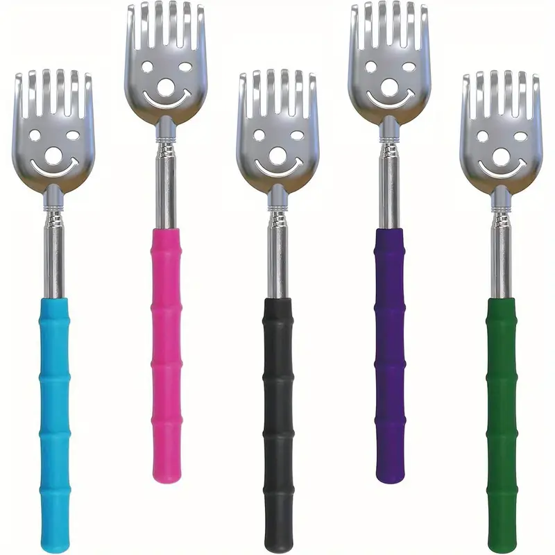 5 pack telescoping back scratchers portable extendable metal soft rubber back massager with ergonomic handles for adults kids dogs promotes hand body relaxation circulation circulation support back massager for back soft rubber handles Product details 5