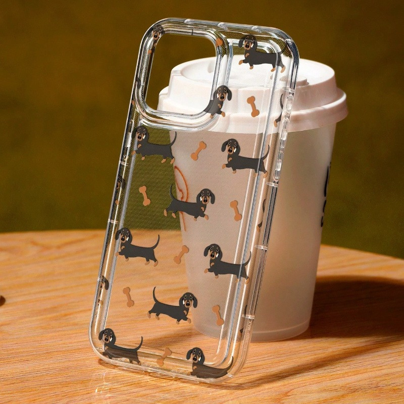 TEMU para Teléfono - Una transparente y a prueba de golpes con un diseño de perro salchicha, compatible con iPhone 11 16, incluyendo XS, XR, X, 7, 8,