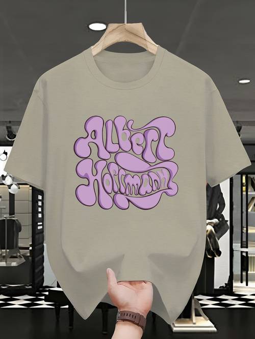 mens psychedelic retro graphic t shirt vibrant pink purple short sleeve summer tee soft polyester blend round neck machine washable everyday tshirt print tee