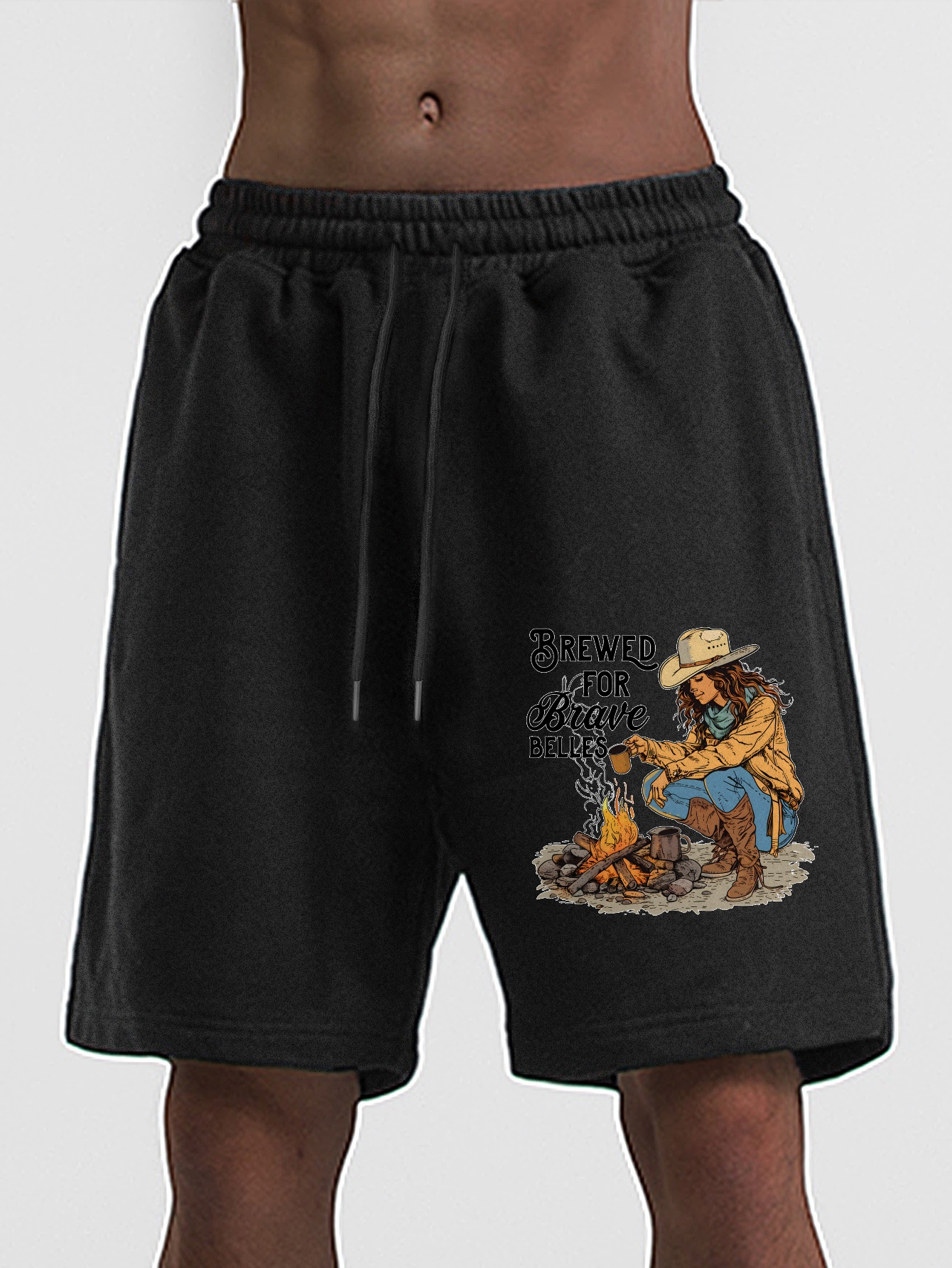 men's casual ripped denim shorts with crochet detail, knee-length