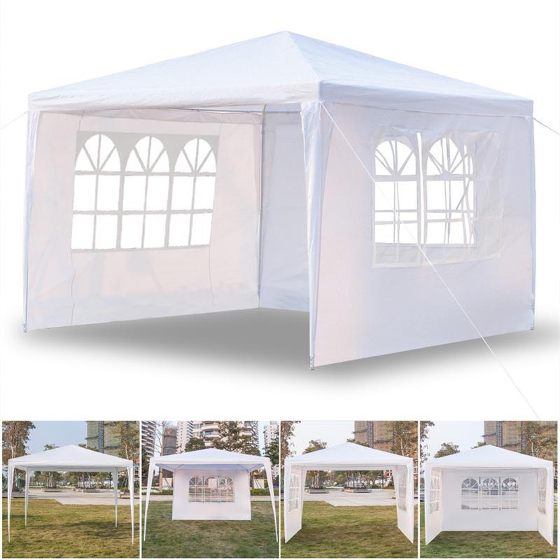 118.11*118.11inch 3-sided outdoor party tent, pergola, convenient awning, beach awning, PE cloth, plastic-sprayed iron pipe, spiral pipe, UV protection, easy to install, suitable for beach, backyard, camping picnic, barbecue, RV lawn, pool rest