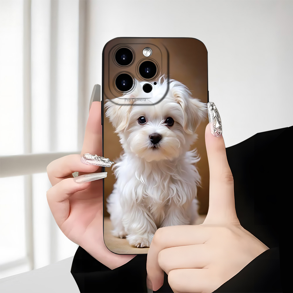 Phone Case: Cute Maltese Puppy Art Design Phone Case Soft Tpu Anti-fall Full Protective Case Compatible With Iphone 17-11pro Complete Series