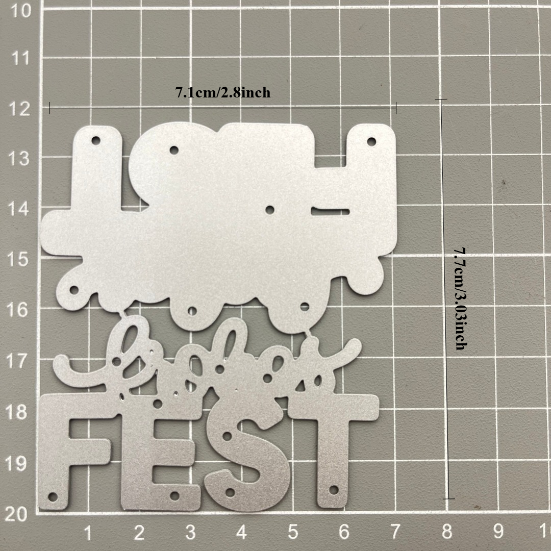 Image of Font Frohes Fest Metal Cutting Die Is Ideal For Greeting Cards, Scrapbooks, Stamping, Card Templates, Embossing, And Holiday Crafts And Decorations