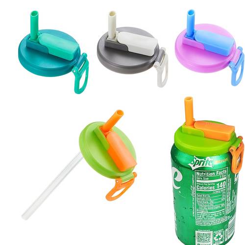 9pcs set 3 bottle caps 6 straws multi color random leak proof travel can lids with an integrated handle and reusable straws made from durable material an for sports music festivals and outdoor travel