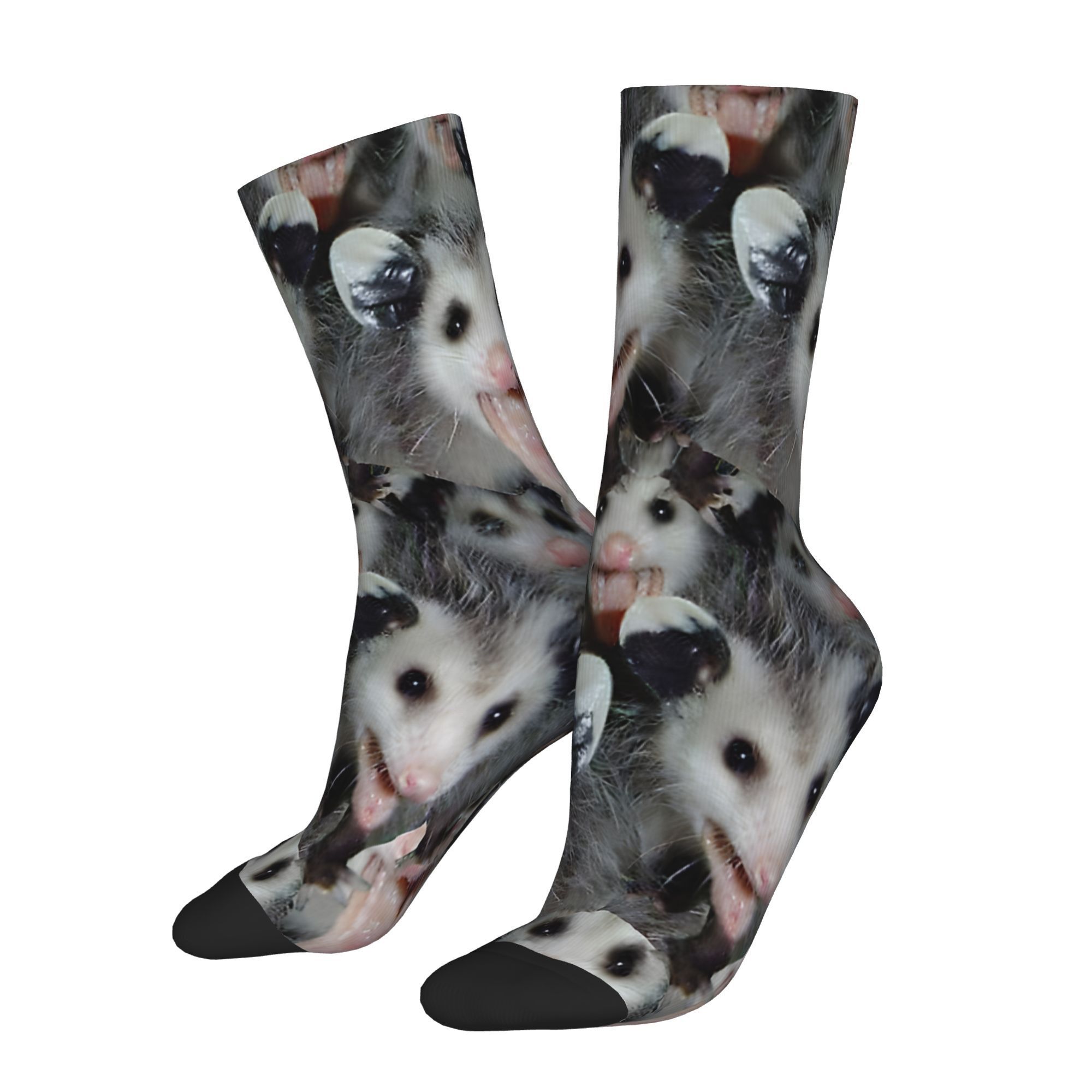 TEMU 1 Pair Hip Hop Retro Screaming Possum Crazy Men's Compression Socks Harajuku Pattern Printed Seamless Printed Funny Novelty Gift Merry Christmas Decoration Gift Xmas